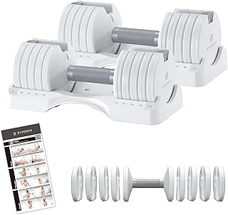 ByZoom Fitness adjustable dumbbell pair in white