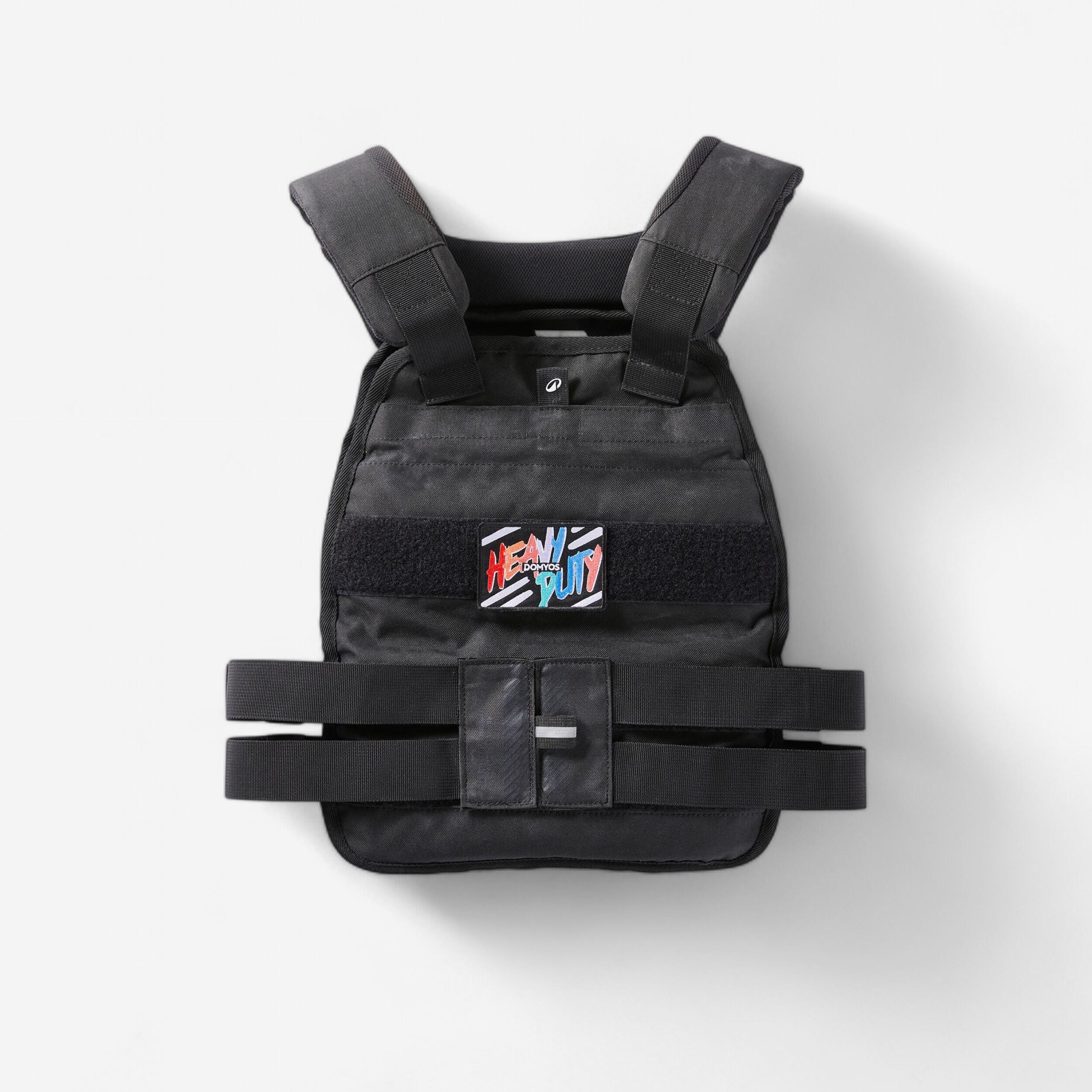 Domyos Adjustable Weighted Vest 6-10kg, plate-carrier style with shoulder and chest adjustment