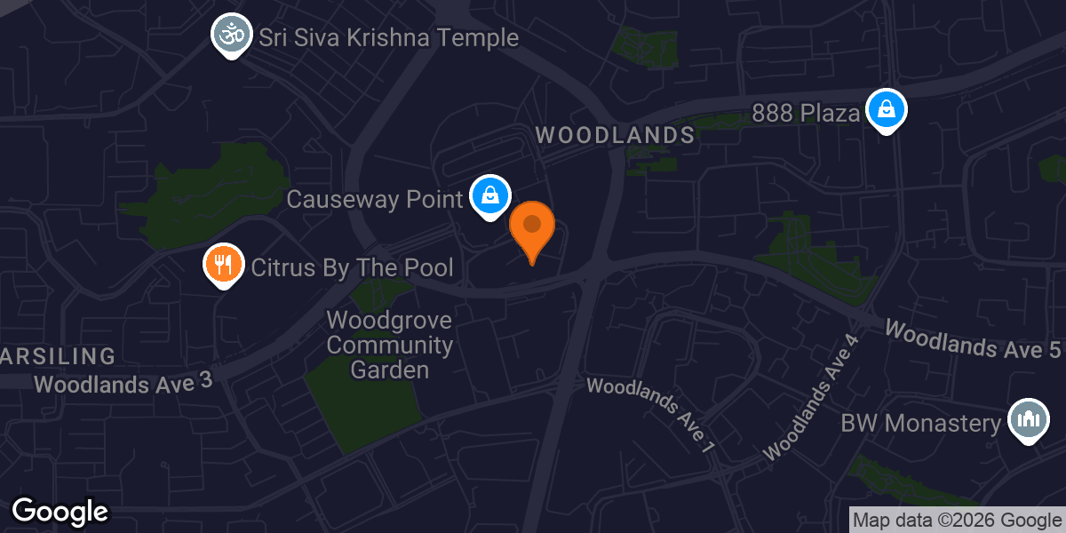 Map showing Amore Fitness & Define Woodlands